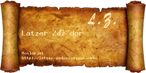 Latzer Zádor névjegykártya